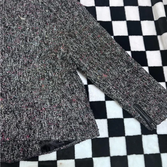 Anthropologie Sanctuary Tweed Cropped Jacket Blazer Zip Pockets Size Small - Picture 7 of 16